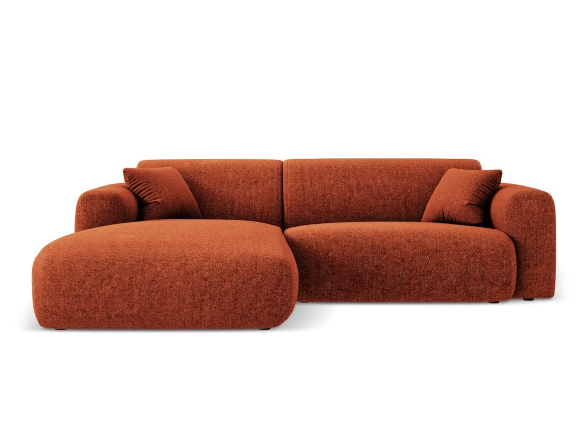 Ecksofa Nolio 4-Sitzer linksseitig, 235 cm, aus Chenille-Stoff, terrakotta, ohne Schlaffunktion