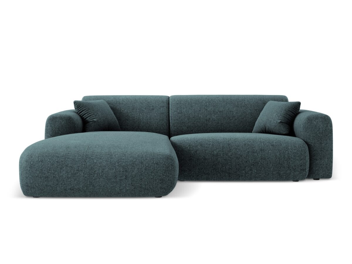 Ecksofa Nolio 4-Sitzer linksseitig, 235 cm, aus Chenille-Stoff, petrol, ohne Schlaffunktion