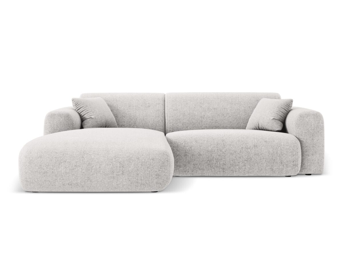 Ecksofa Nolio 4-Sitzer linksseitig, 235 cm, aus Chenille-Stoff, hellgrau, ohne Schlaffunktion