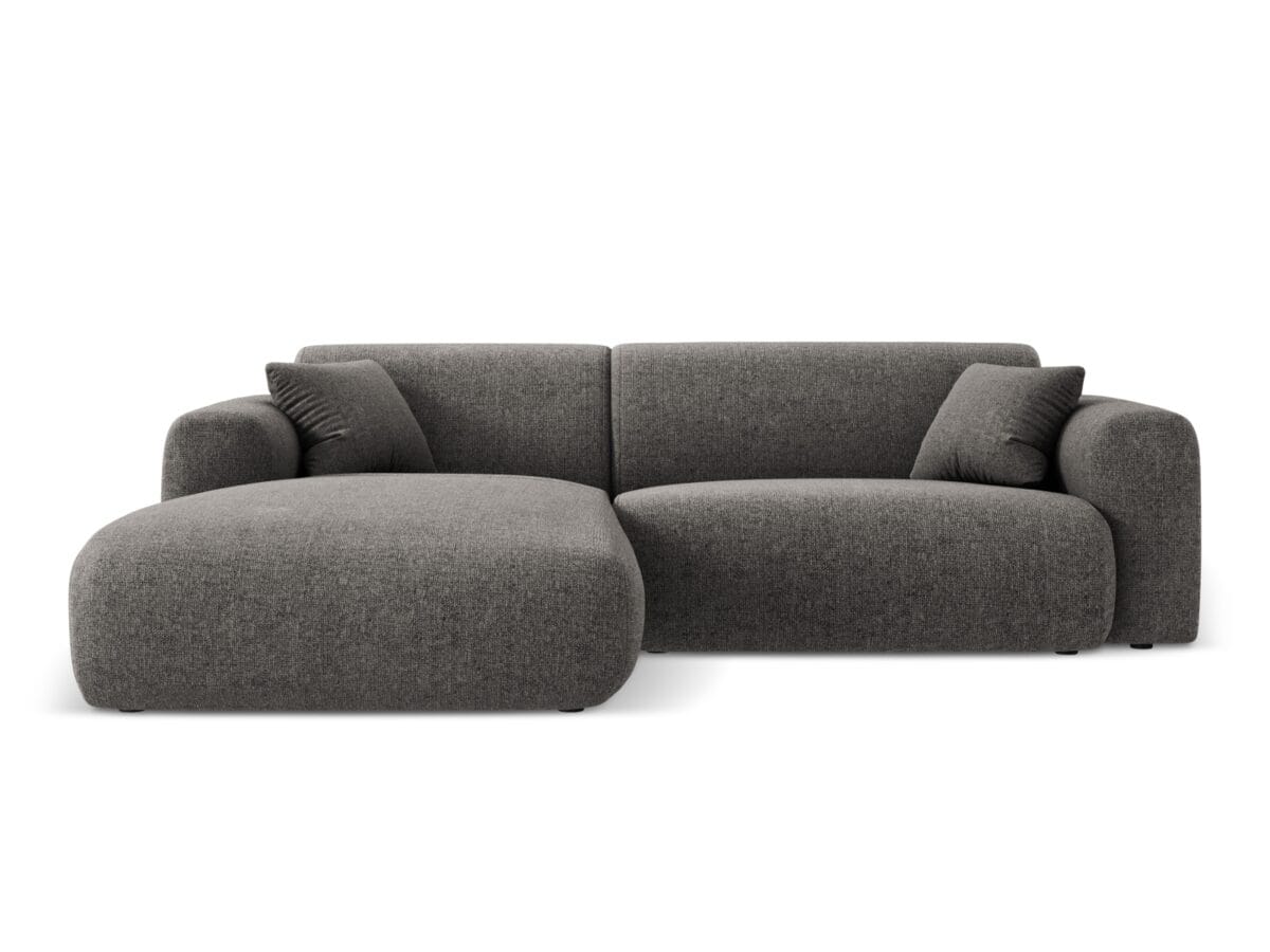 Ecksofa Nolio 4-Sitzer linksseitig, 235 cm, aus Chenille-Stoff, grau, ohne Schlaffunktion