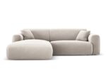 Ecksofa Nolio 4-Sitzer linksseitig, 235 cm, aus Samt, hellbeige, ohne Schlaffunktion