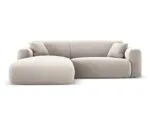 Ecksofa Nolio 4-Sitzer linksseitig, 235 cm, aus Samt, hellbeige, ohne Schlaffunktion