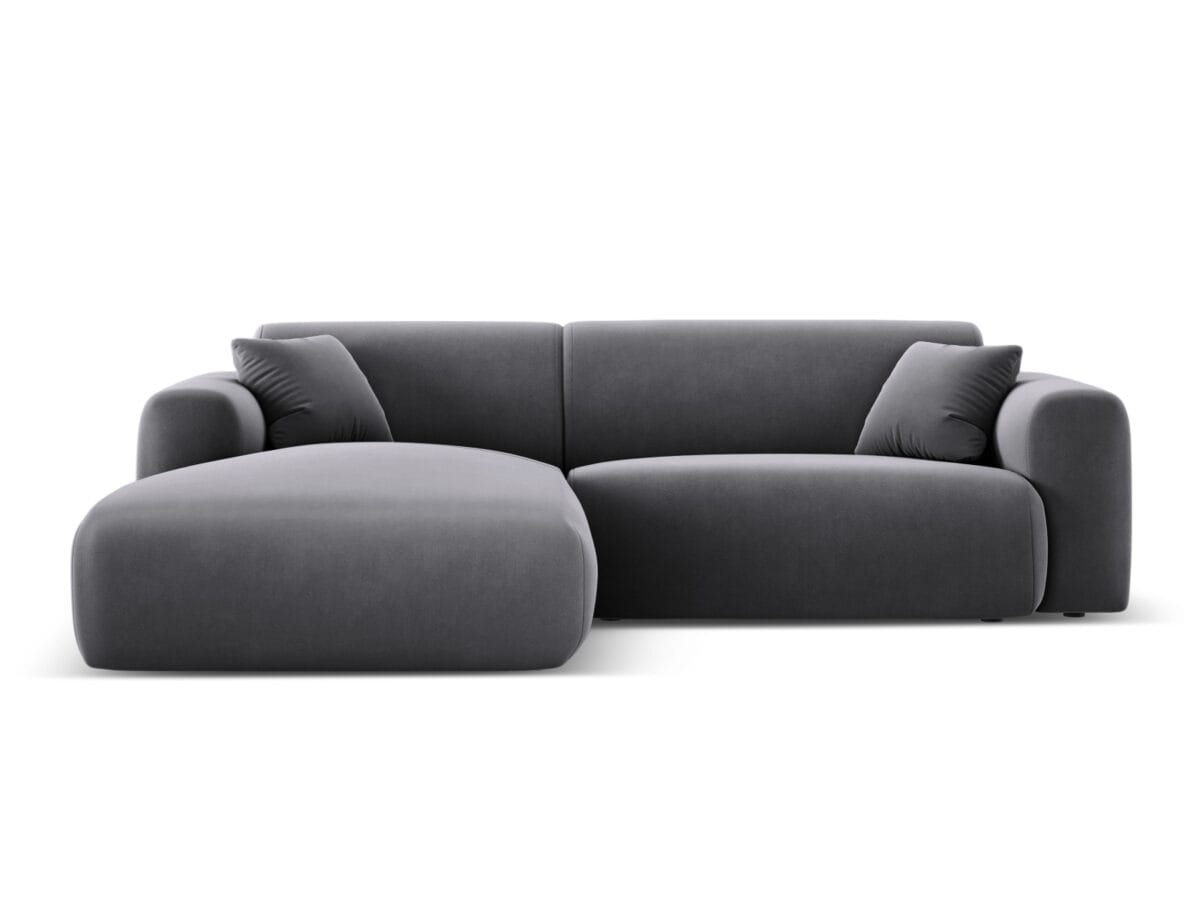 Ecksofa Nolio 4-Sitzer linksseitig, 235 cm, aus Samt, dunkelgrau, ohne Schlaffunktion