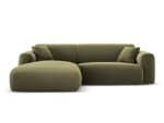 Ecksofa Nolio 4-Sitzer linksseitig, 235 cm, aus Samt, hellgrün, ohne Schlaffunktion