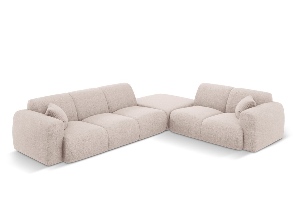 Ecksofa Nolio 4-Sitzer rechtsseitig aus Chenille-Stoff, beige