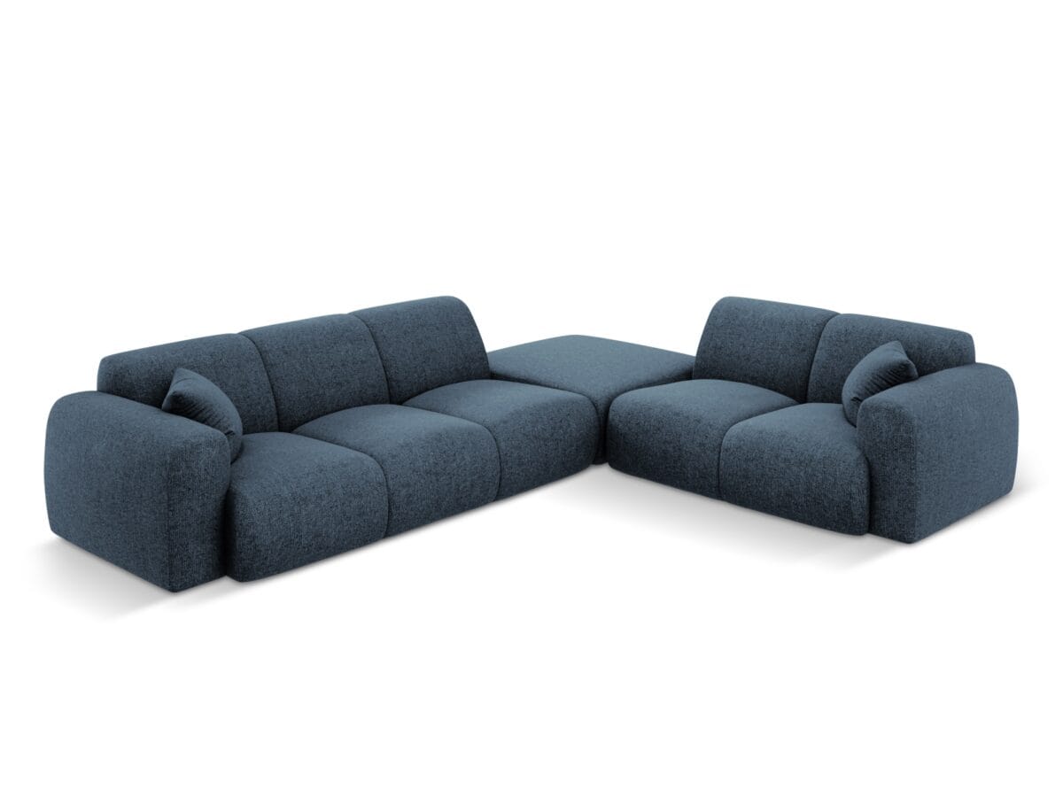 Ecksofa Nolio 4-Sitzer rechtsseitig aus Chenille-Stoff, königsblau