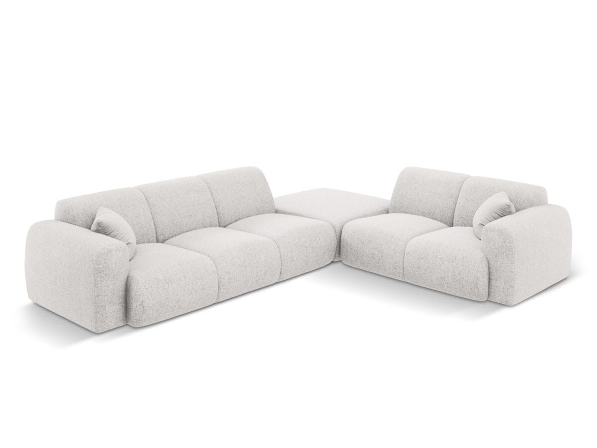 Ecksofa Nolio 4-Sitzer rechtsseitig aus Chenille-Stoff, hellgrau