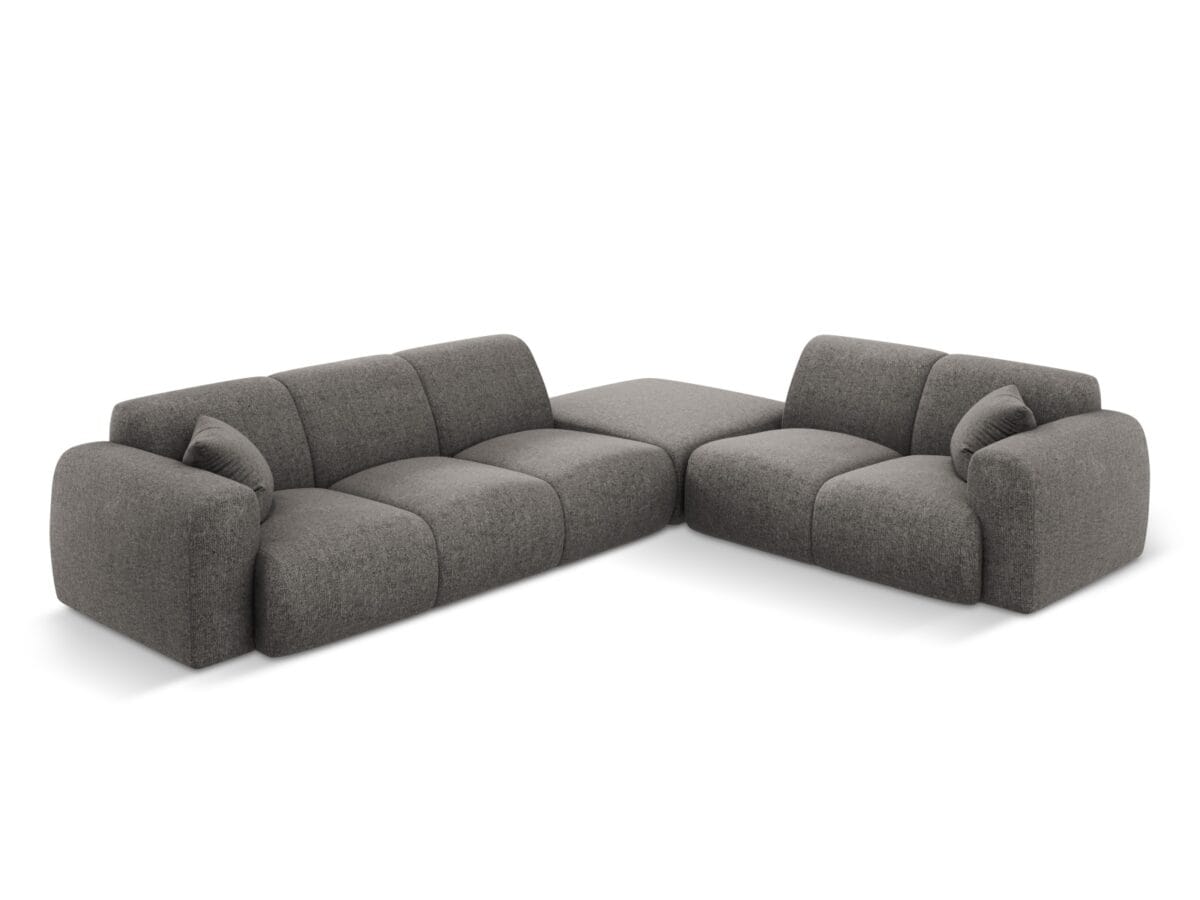 Ecksofa Nolio 4-Sitzer rechtsseitig aus Chenille-Stoff, grau
