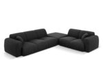 Ecksofa Nolio 4-Sitzer rechtsseitig aus Chenille-Stoff, schwarz