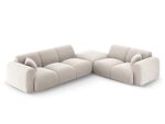 Ecksofa Nolio 4-Sitzer rechtsseitig aus Samt, hellbeige