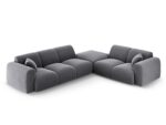 Ecksofa Nolio 4-Sitzer rechtsseitig aus Samt, dunkelgrau