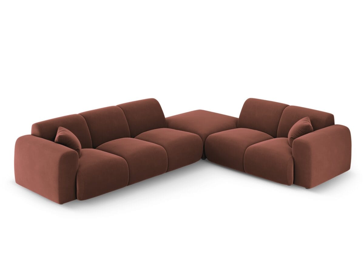 Ecksofa Nolio 4-Sitzer rechtsseitig aus Samt, cuoio