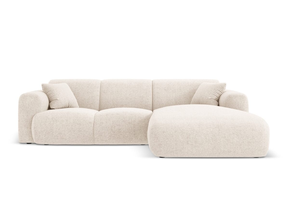 Ecksofa Nolio 4-Sitzer rechtsseitig aus Chenille-Stoff, hellbeige, ohne Schlaffunktion