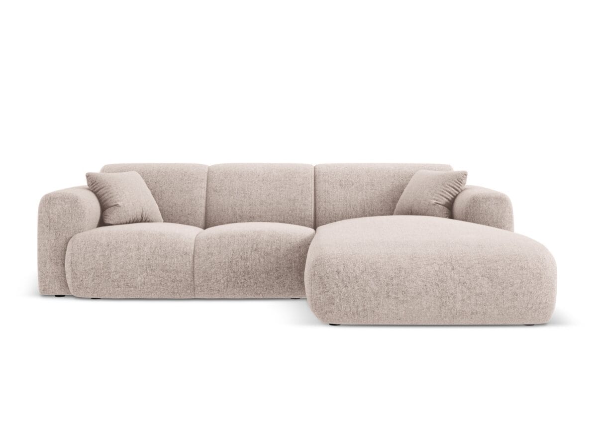 Ecksofa Nolio 4-Sitzer rechtsseitig aus Chenille-Stoff, beige, ohne Schlaffunktion