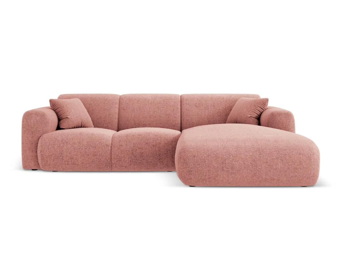Ecksofa Nolio 4-Sitzer rechtsseitig aus Chenille-Stoff, rosa, ohne Schlaffunktion