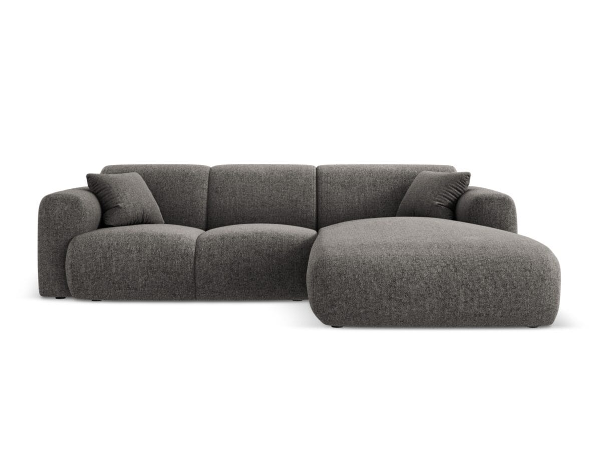 Ecksofa Nolio 4-Sitzer rechtsseitig aus Chenille-Stoff, grau, ohne Schlaffunktion