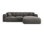 Ecksofa Nolio 4-Sitzer rechtsseitig aus Chenille-Stoff, grau, ohne Schlaffunktion