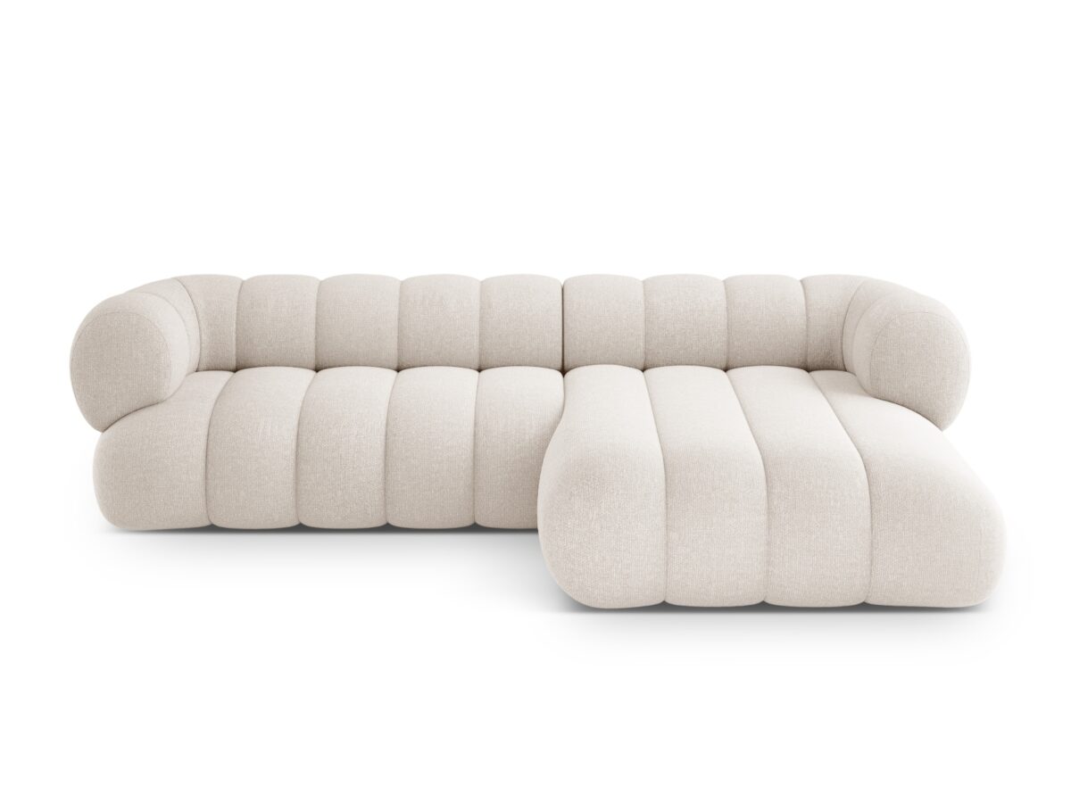 Ecksofa Koge 5-Sitzer rechtsseitig aus Chenille, hellbeige