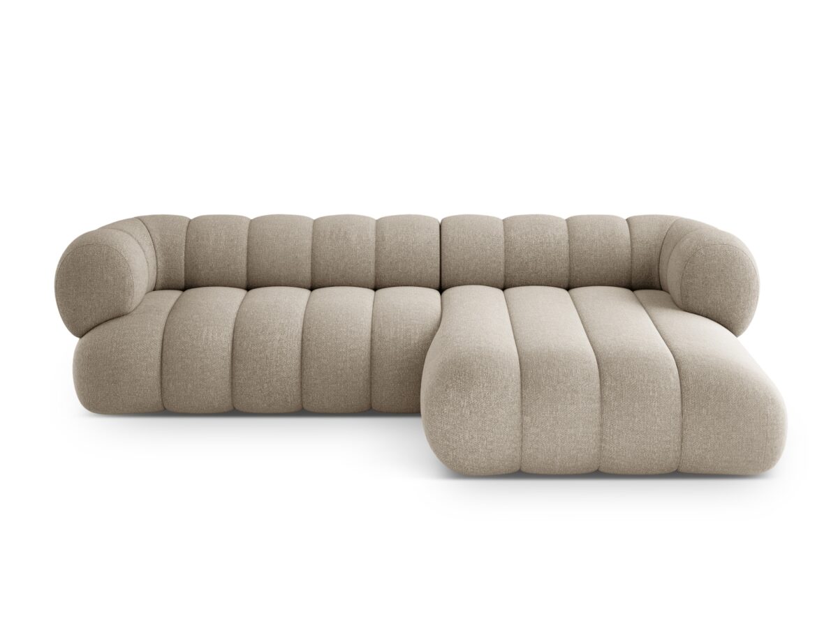 Ecksofa Koge 5-Sitzer rechtsseitig aus Chenille, beige