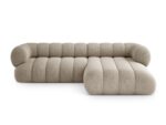 Ecksofa Koge 5-Sitzer rechtsseitig aus Chenille, beige