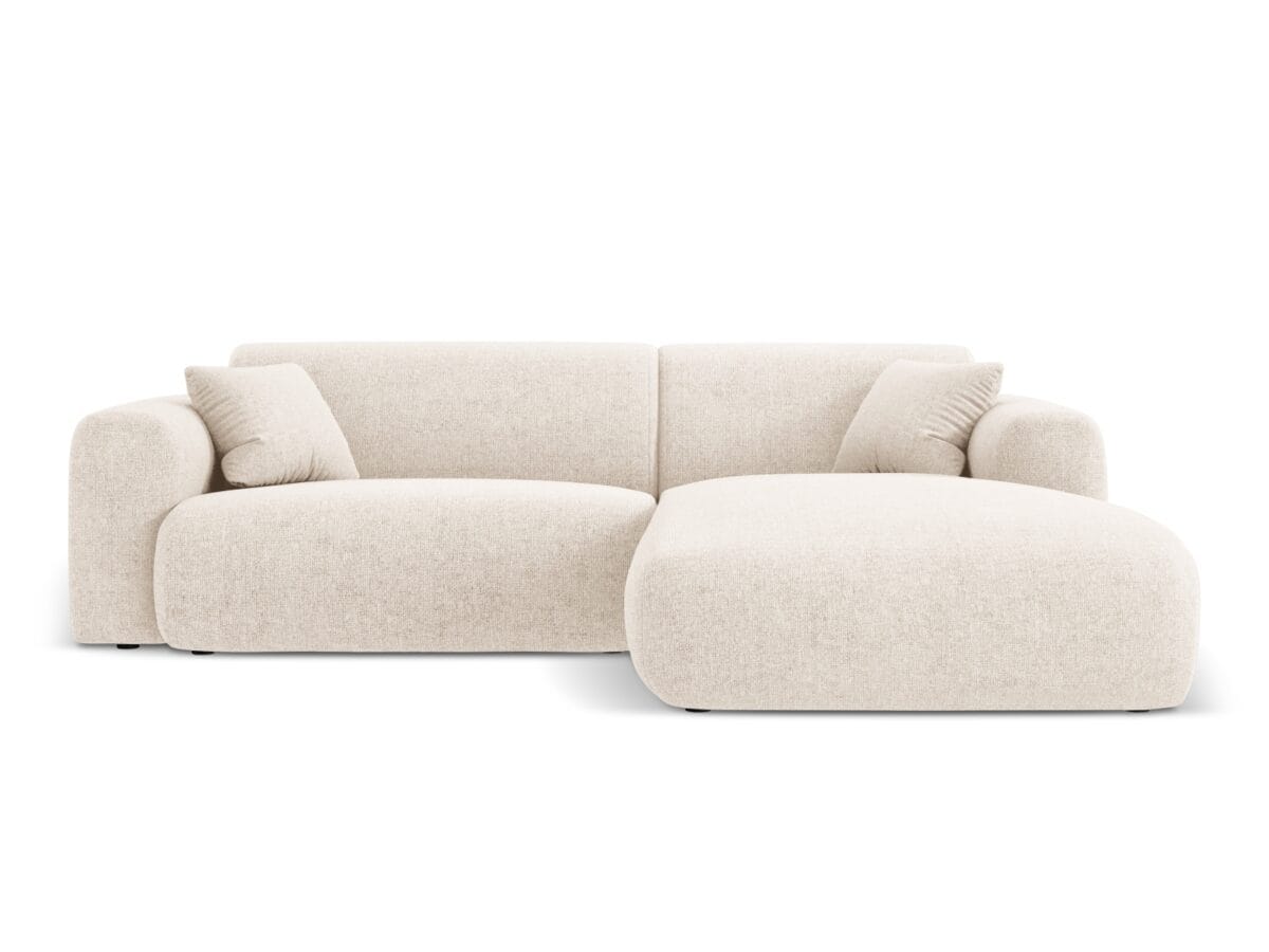 Ecksofa Nolio 4-Sitzer rechtsseitig, 235 cm, aus Chenille-Stoff, hellbeige, ohne Schlaffunktion