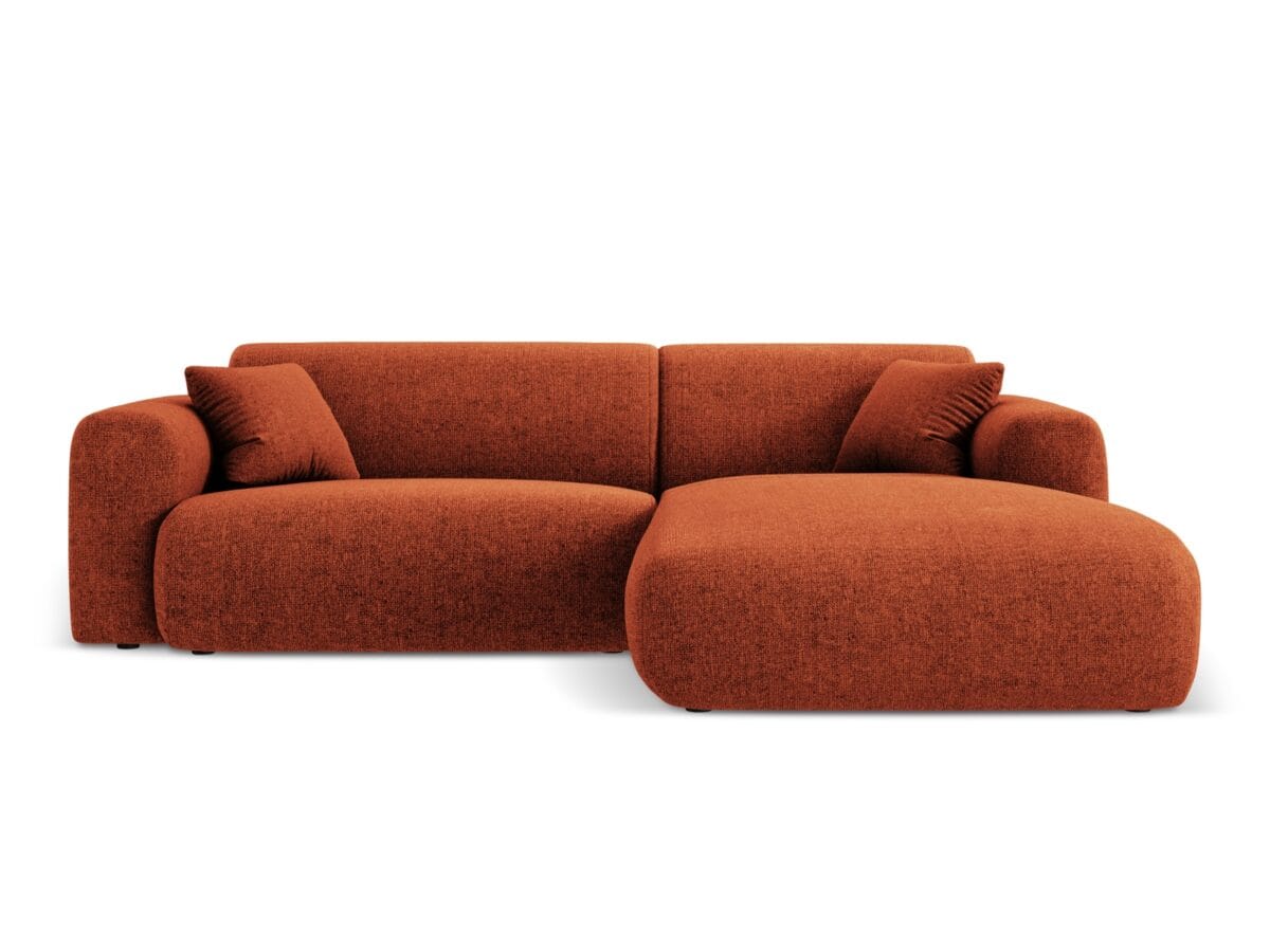 Ecksofa Nolio 4-Sitzer rechtsseitig, 235 cm, aus Chenille-Stoff, terrakotta, ohne Schlaffunktion