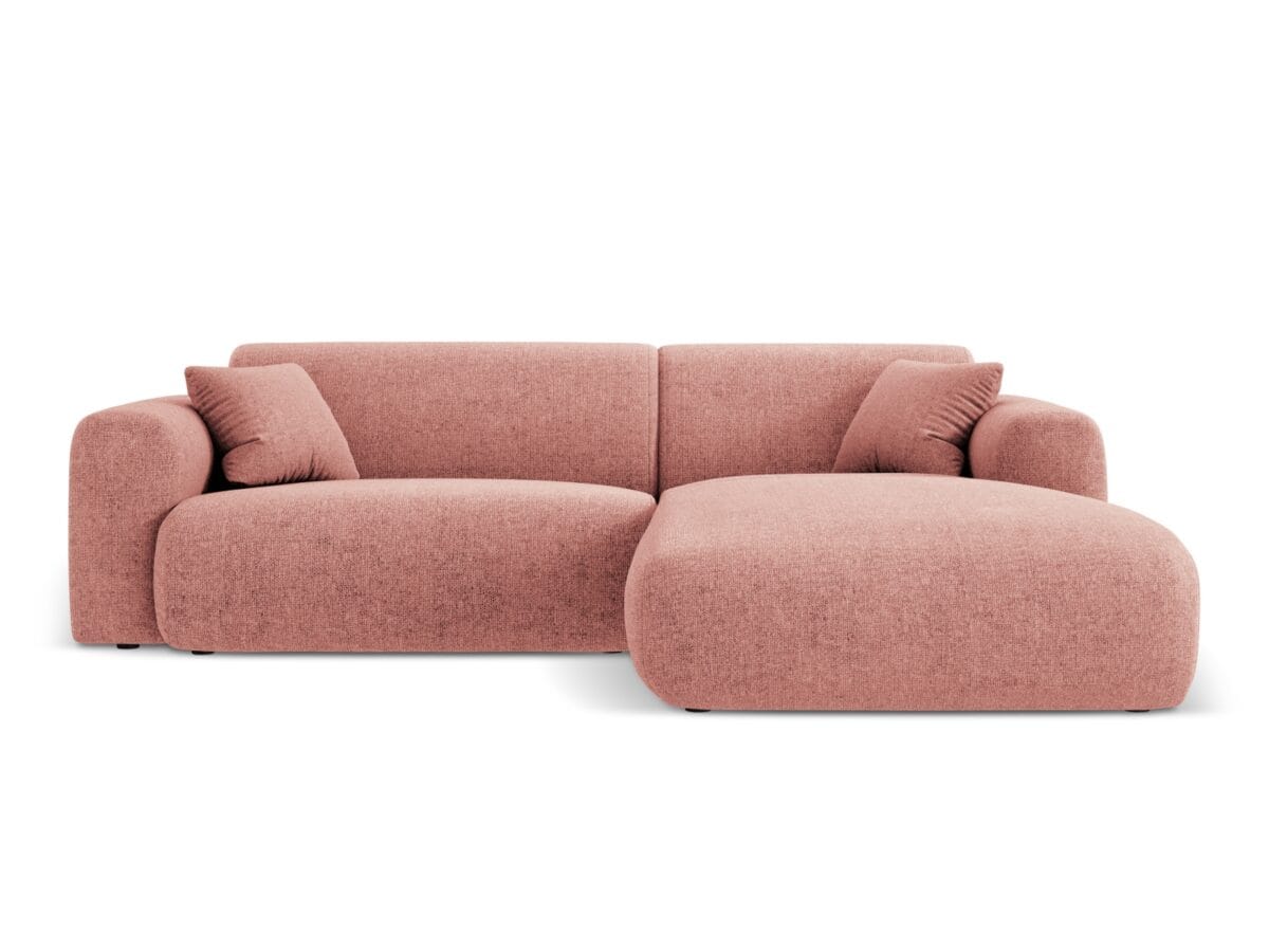 Ecksofa Nolio 4-Sitzer rechtsseitig, 235 cm, aus Chenille-Stoff, rosa, ohne Schlaffunktion