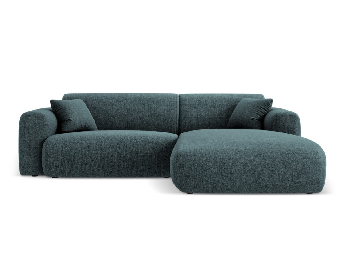 Ecksofa Nolio 4-Sitzer rechtsseitig, 235 cm, aus Chenille-Stoff, petrol, ohne Schlaffunktion