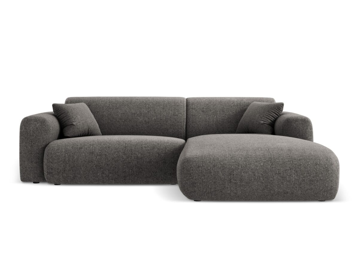 Ecksofa Nolio 4-Sitzer rechtsseitig, 235 cm, aus Chenille-Stoff, grau, ohne Schlaffunktion