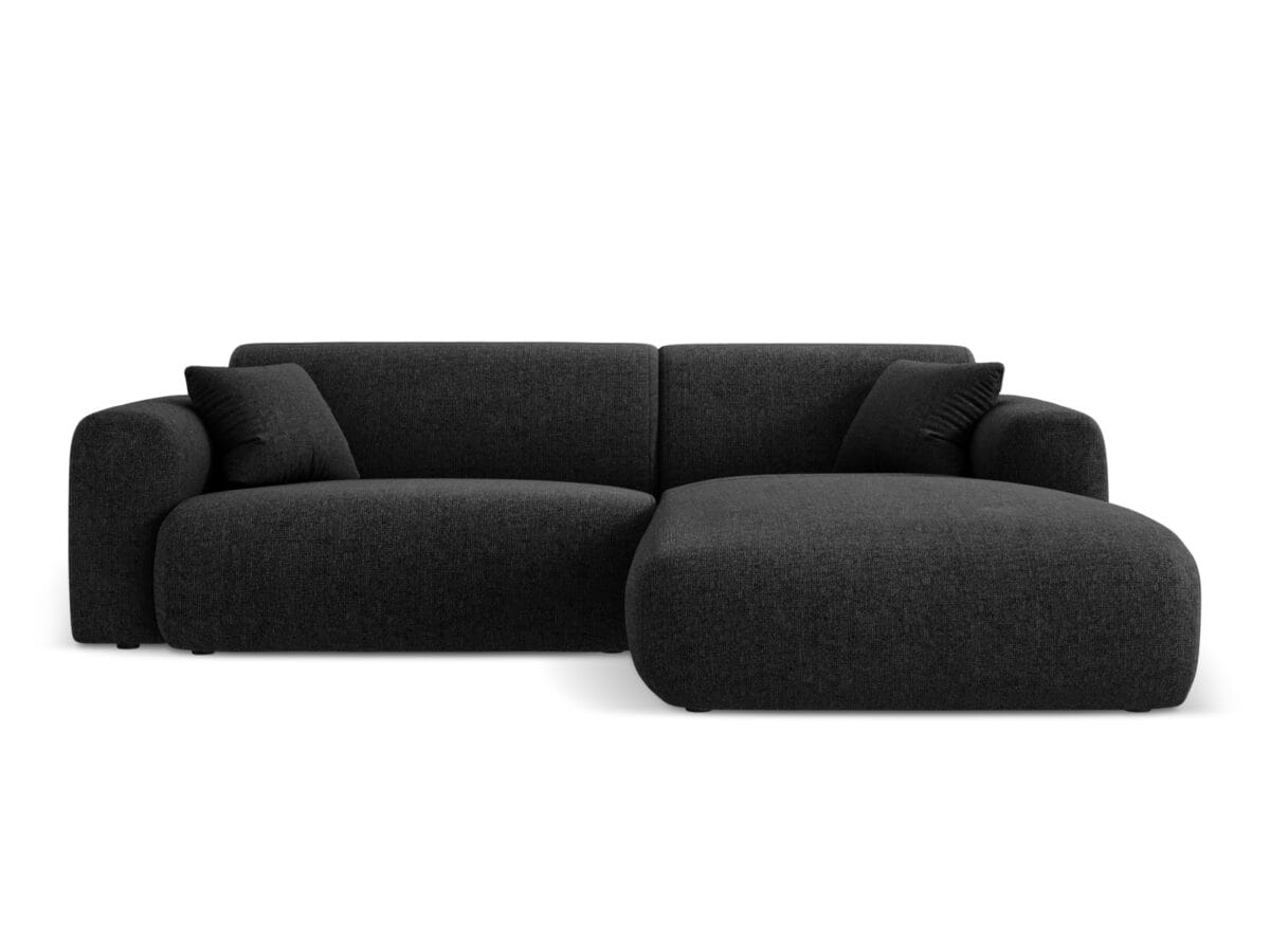 Ecksofa Nolio 4-Sitzer rechtsseitig, 235 cm, aus Chenille-Stoff, schwarz, ohne Schlaffunktion