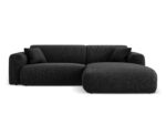 Ecksofa Nolio 4-Sitzer rechtsseitig, 235 cm, aus Chenille-Stoff, schwarz, ohne Schlaffunktion