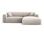 Ecksofa Nolio 4-Sitzer rechtsseitig, 235 cm, aus Samt, hellbeige, ohne Schlaffunktion