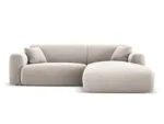 Ecksofa Nolio 4-Sitzer rechtsseitig, 235 cm, aus Samt, hellbeige, ohne Schlaffunktion