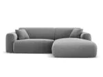 Ecksofa Nolio 4-Sitzer rechtsseitig, 235 cm, aus Samt, hellgrau, ohne Schlaffunktion
