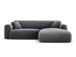 Ecksofa Nolio 4-Sitzer rechtsseitig, 235 cm, aus Samt, dunkelgrau, ohne Schlaffunktion