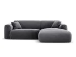 Ecksofa Nolio 4-Sitzer rechtsseitig, 235 cm, aus Samt, dunkelgrau, ohne Schlaffunktion