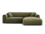 Ecksofa Nolio 4-Sitzer rechtsseitig, 235 cm, aus Samt, hellgrün, ohne Schlaffunktion