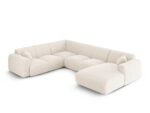 Panorama-Ecksofa Nolio 6-Sitzer linksseitig aus Chenille-Stoff, hellbeige