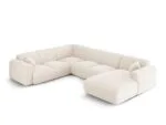Panorama-Ecksofa Nolio 6-Sitzer linksseitig aus Chenille-Stoff, hellbeige