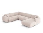 Panorama-Ecksofa Nolio 6-Sitzer linksseitig aus Chenille-Stoff, beige