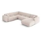 Panorama-Ecksofa Nolio 6-Sitzer linksseitig aus Chenille-Stoff, beige
