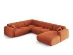 Panorama-Ecksofa Nolio 6-Sitzer linksseitig aus Chenille-Stoff, terrakotta