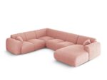 Panorama-Ecksofa Nolio 6-Sitzer linksseitig aus Chenille-Stoff, rosa