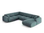 Panorama-Ecksofa Nolio 6-Sitzer linksseitig aus Chenille-Stoff, petrol