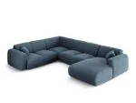 Panorama-Ecksofa Nolio 6-Sitzer linksseitig aus Chenille-Stoff, königsblau