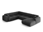 Panorama-Ecksofa Nolio 6-Sitzer linksseitig aus Chenille-Stoff, schwarz