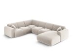 Panorama-Ecksofa Nolio 6-Sitzer linksseitig aus Samt, hellbeige