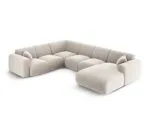 Panorama-Ecksofa Nolio 6-Sitzer linksseitig aus Samt, hellbeige