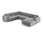 Panorama-Ecksofa Nolio 6-Sitzer linksseitig aus Samt, hellgrau
