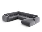 Panorama-Ecksofa Nolio 6-Sitzer linksseitig aus Samt, dunkelgrau